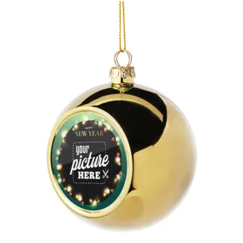 PHOTO xmas lights, Golden Christmas tree ball ornament 8cm