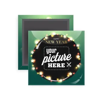 PHOTO xmas lights, Μαγνητάκι ψυγείου τετράγωνο διάστασης 5x5cm
