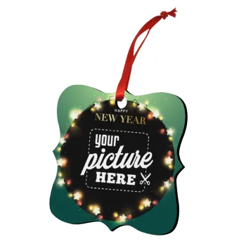 PHOTO xmas lights, Στολίδι Χριστουγεννιάτικο στολίδι polygon ξύλινο 7.5cm