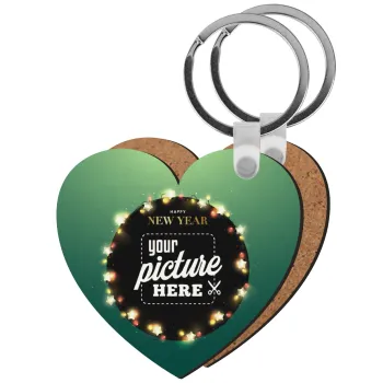 PHOTO xmas lights, Μπρελόκ Ξύλινο καρδιά MDF