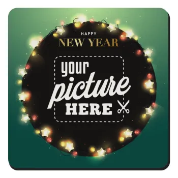 PHOTO xmas lights, Τετράγωνο μαγνητάκι ξύλινο 9x9cm