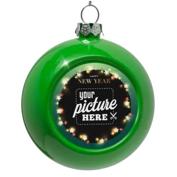 PHOTO xmas lights, Green Christmas tree ornament bauble 8cm