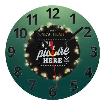 PHOTO xmas lights, Ρολόι τοίχου γυάλινο (20cm)