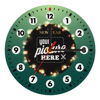 PHOTO xmas lights, Ρολόι τοίχου ξύλινο (20cm)