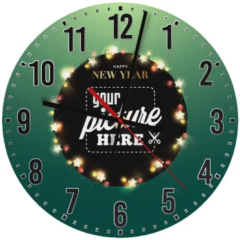 PHOTO xmas lights, Ρολόι τοίχου ξύλινο (30cm)