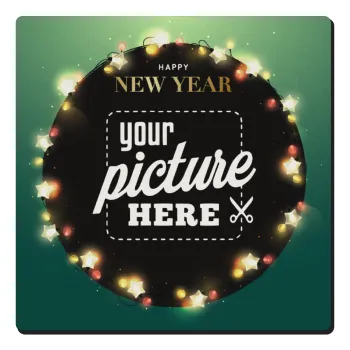 PHOTO xmas lights, Τετράγωνο μαγνητάκι ξύλινο 6x6cm