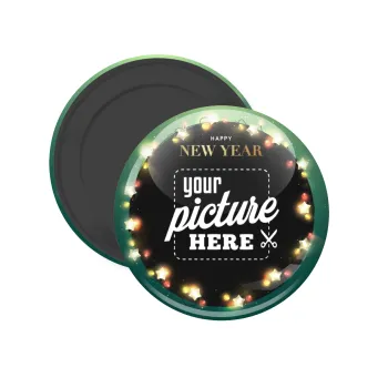 PHOTO xmas lights, Μαγνητάκι ψυγείου στρογγυλό διάστασης 5cm