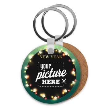 PHOTO xmas lights, Μπρελόκ Ξύλινο στρογγυλό MDF Φ5cm