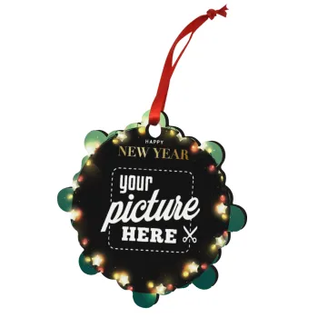 PHOTO xmas lights, Στολίδι Χριστουγεννιάτικο στολίδι snowflake ξύλινο 7.5cm