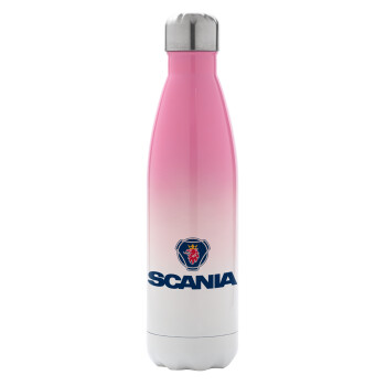 Scania, Μεταλλικό παγούρι θερμός Ροζ/Λευκό (Stainless steel), διπλού τοιχώματος, 500ml