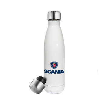 Scania, Μεταλλικό παγούρι θερμός Λευκό (Stainless steel), διπλού τοιχώματος, 500ml