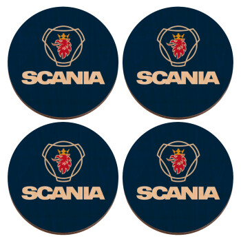 Scania, ΣΕΤ x4 Σουβέρ ξύλινα στρογγυλά plywood (9cm)