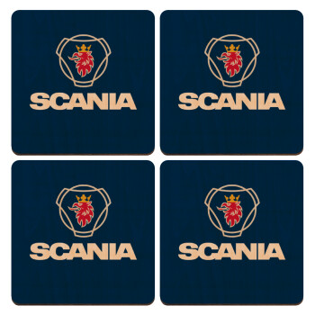 Scania, ΣΕΤ x4 Σουβέρ ξύλινα τετράγωνα plywood (9cm)