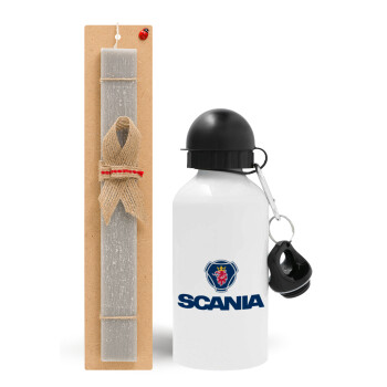 Scania, Πασχαλινό Σετ, παγούρι μεταλλικό  αλουμινίου (500ml) & πασχαλινή λαμπάδα αρωματική πλακέ (30cm) (ΓΚΡΙ)