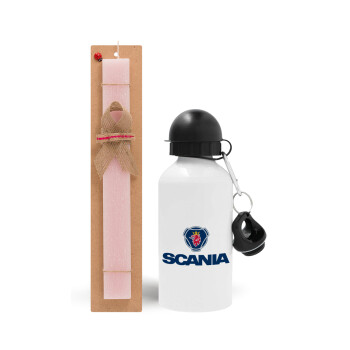 Scania, Πασχαλινό Σετ, παγούρι μεταλλικό αλουμινίου (500ml) & πασχαλινή λαμπάδα αρωματική πλακέ (30cm) (ΡΟΖ)