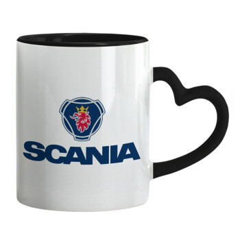 Scania, Mug heart black handle, ceramic, 330ml
