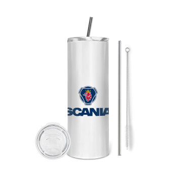 Scania, Eco friendly ποτήρι θερμό (tumbler) από ανοξείδωτο ατσάλι 600ml, με μεταλλικό καλαμάκι & βούρτσα καθαρισμού