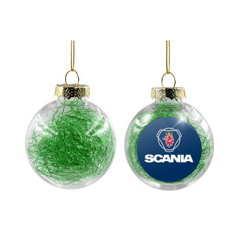 Scania, Χριστουγεννιάτικη μπάλα δένδρου διάφανη με πράσινο γέμισμα 8cm