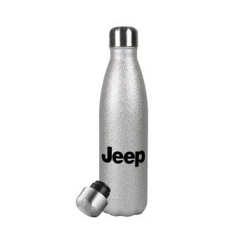 Jeep, Metallic Glitter Silver Thermos Flask (Stainless steel), double-walled, 500ml