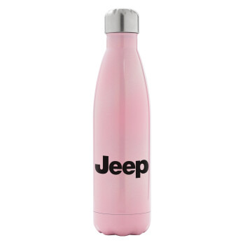 Jeep, Μεταλλικό παγούρι θερμός Ροζ Ιριδίζον (Stainless steel), διπλού τοιχώματος, 500ml