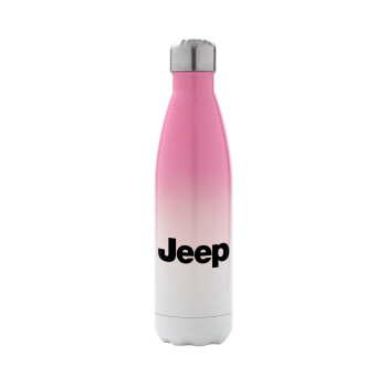 Jeep, Μεταλλικό παγούρι θερμός Ροζ/Λευκό (Stainless steel), διπλού τοιχώματος, 500ml