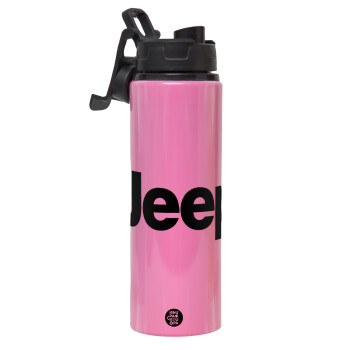 Jeep, Metallic water bottle with safety lid, 850ml aluminum