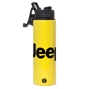 Jeep, Metallic water bottle with safety lid, 850ml aluminum