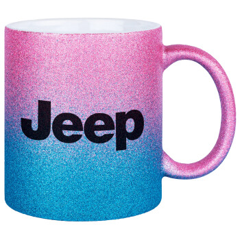 Jeep, Κούπα Χρυσή/Μπλε Glitter, κεραμική, 330ml