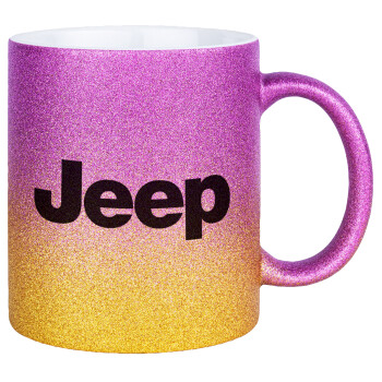 Jeep, Κούπα Χρυσή/Ροζ Glitter, κεραμική, 330ml