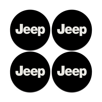 Jeep, SET of 4 round wooden coasters (9cm)