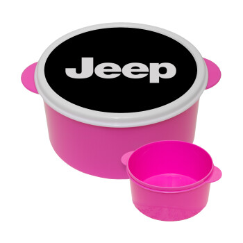Jeep, ΡΟΖ παιδικό δοχείο φαγητού πλαστικό (BPA-FREE) Lunch Βox M16 x Π16 x Υ8cm
