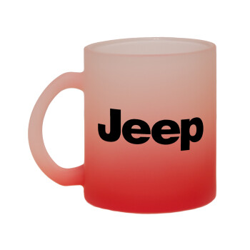 Jeep, Κούπα γυάλινη δίχρωμη με βάση το κόκκινο ματ, 330ml