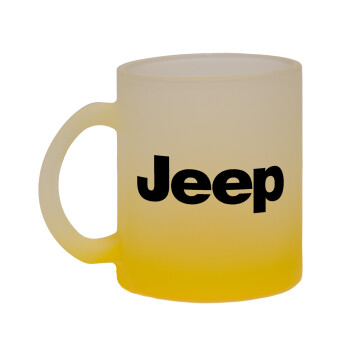 Jeep, Κούπα γυάλινη δίχρωμη με βάση το κίτρινο ματ, 330ml