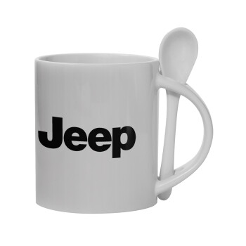 Jeep, Ceramic coffee mug with Spoon, 330ml (1pcs)
