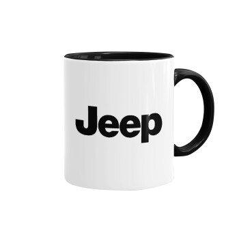 Jeep, Κούπα χρωματιστή μαύρη, κεραμική, 330ml