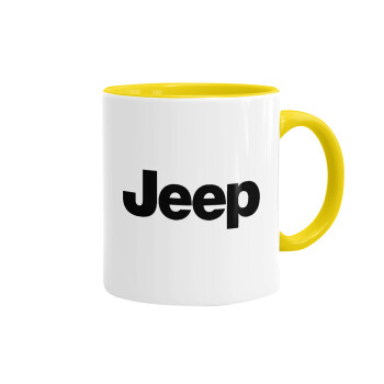 Jeep, Κούπα χρωματιστή κίτρινη, κεραμική, 330ml