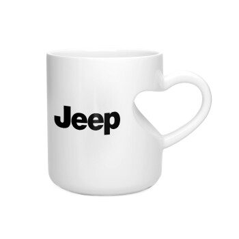 Jeep, Κούπα καρδιά λευκή, κεραμική, 330ml