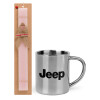 Easter Set, metallic thermal cup (300ml) & aromatic flat Easter candle (30cm) (PINK)