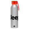 Αλουμινένιο Αθλητικό Μπουκάλι 650ml – Ασημί με Κόκκινο Καπάκι και Λουράκι Σιλικόνης