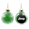 Transparent Christmas tree ball ornament with green filling 8cm