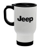 Jeep, Κούπα ταξιδιού ανοξείδωτη με καπάκι, διπλού τοιχώματος (θερμό) λευκή 450ml