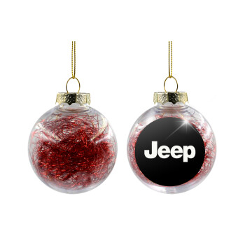 Jeep, Χριστουγεννιάτικη μπάλα δένδρου διάφανη με κόκκινο γέμισμα 8cm