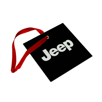 Jeep, Χριστουγεννιάτικο στολίδι γυάλινο τετράγωνο 9x9cm
