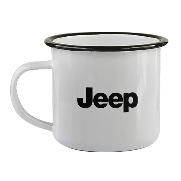 Jeep — Enamel mug with black rim, 360ml