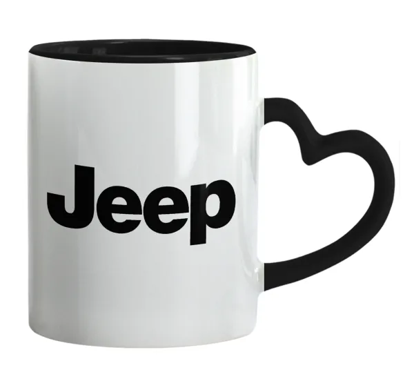 Jeep — Mug heart black handle, ceramic, 330ml