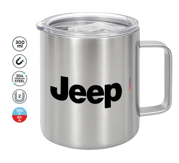 Jeep — Double-walled stainless steel mug 300ml with temperature-retaining lid