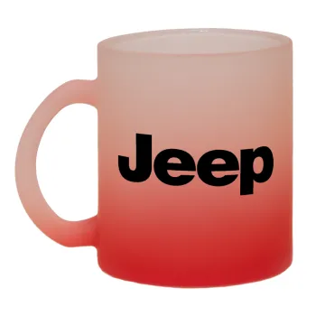 Jeep, Κούπα γυάλινη δίχρωμη με βάση το κόκκινο ματ, 330ml
