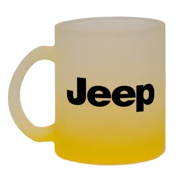 Jeep, Κούπα γυάλινη δίχρωμη με βάση το κίτρινο ματ, 330ml