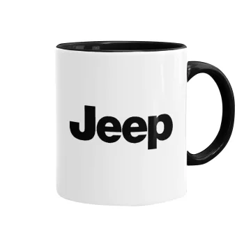 Jeep, Κούπα χρωματιστή μαύρη, κεραμική, 330ml