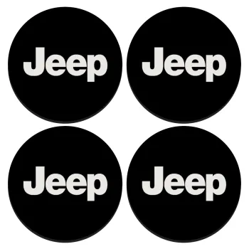 Jeep, SET of 4 round wooden coasters (9cm)